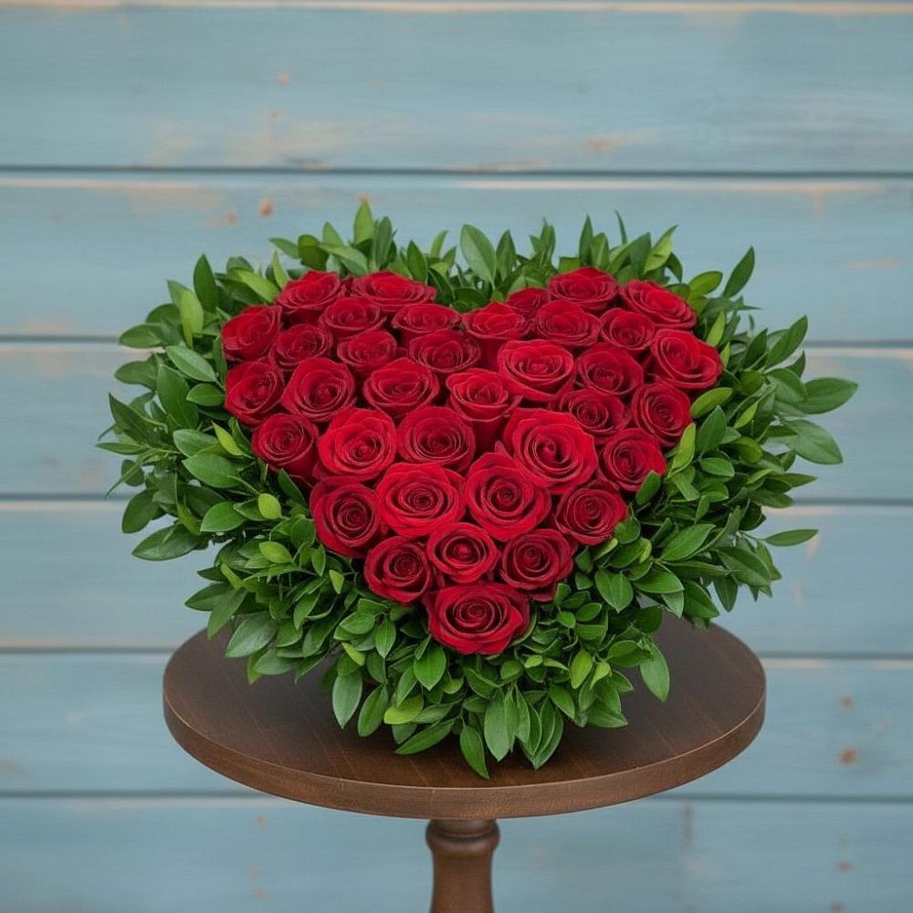 Цветочная композиция из Розы в виде сердца в Кировграде