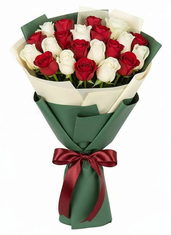 Букет Микс из красных и белых роз в Кировграде