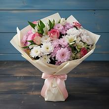 Букет цветов из:  Хризантемы, Альстромерии и Розы в Кировграде