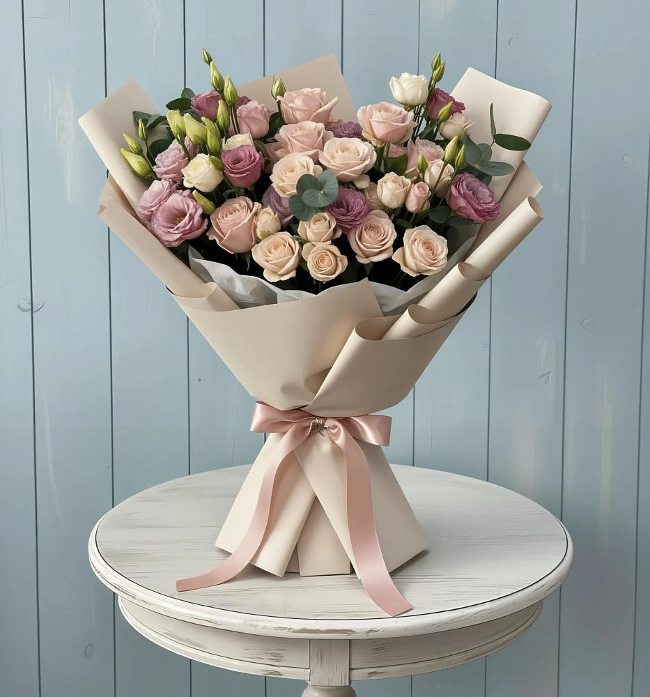 Букет цветов из: Розы и Лизиантусы в Кировграде