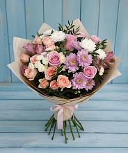 Букет цветов из:  Хризантемы, Розы и Альстромерии в Кировграде